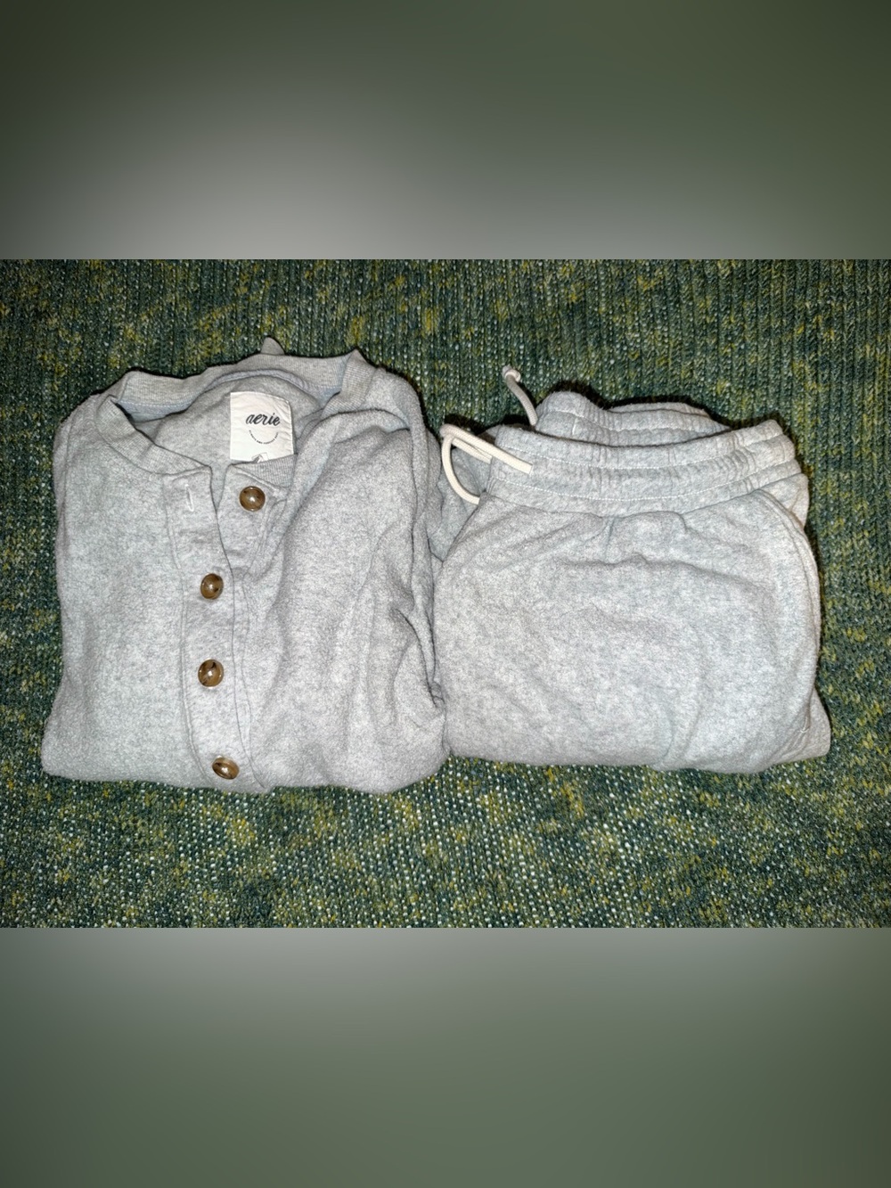aerie Light Gray Women's Button-Up Cardigan Set